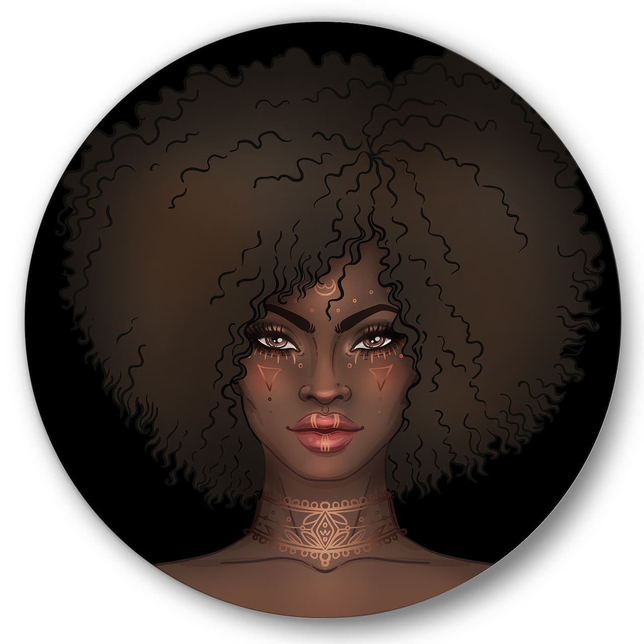 Designart - Portrait of African American Woman III - Modern Metal Circle Wall Art